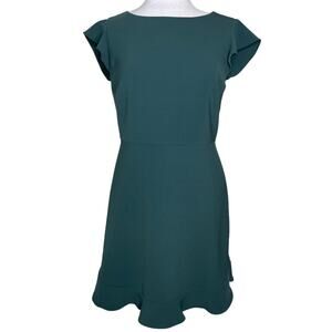 Size 6P LOFT Green Ruffled Short Sleeve Mini Dress Petite Women’s Career